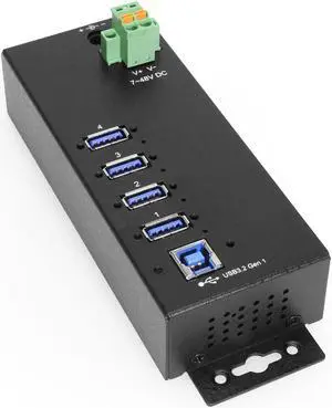 Coolgear 4 Port Managed USB 3.2 Gen 1 Hub w/ 15KV ESD Surge Protection & Vertical Port Orientation