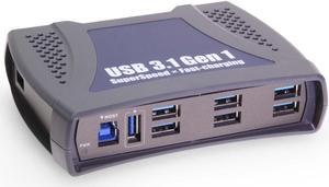 Coolgear 9 Port USB 3.2 Gen 1 Hub w/ Integrated DIN-Rail Clip