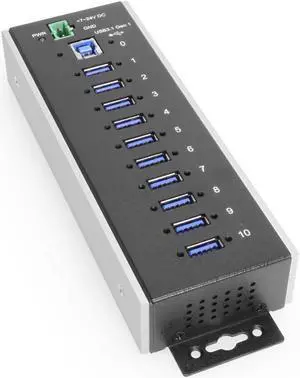 Coolgear 10 Port USB 3.2 Gen 1 Industrial Wide Temp. Range Hub