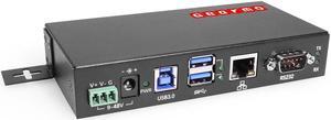 Gearmo 2-Port USB 3.2 Gen 1 Industrial Surface & DIN-Rail Mount Hub w/ Gigabit Ethernet & DB9 Serial FTDI Chipset