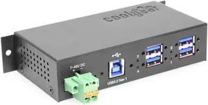 Coolgear 4 Port Managed USB 3.2 Gen 1 Hub with 15KV ESD Surge Protection and Individual Port Control for PCs