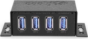 Coolgear USB 3.2 Powered 4-Port Mini Hub, 5Gbps Fast Data Transfer with ESD & Surge Protection  Durable and Mountable USB Hub