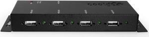 Coolgear Metal 4-Port USB 2.0 Powered Hub for Industrial Use w/ Screw Lock