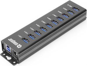 USBGear 10-Port USB 3.2 Gen 1 Mountable Charging and SuperSpeed Data Hub with 5V/2A Power Adapter and USB Type-A to Type-B Cable Up to 900mA per Port Charging Function Wall and Surface Mounting