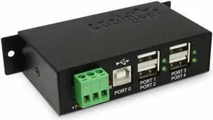 Coolgear Industrial 4 Port USB 2.0 Powered Hub with Power Adapter for PC-MAC