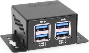 Coolgear 4 Port USB 3.2 Gen 1 Micro Powered Hub w/ ESD Surge Protection & Power Adapter