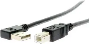 CableMax 3ft. Black USB 2.0 High-Speed Type-A Right Angle to B Straight Device Cable
