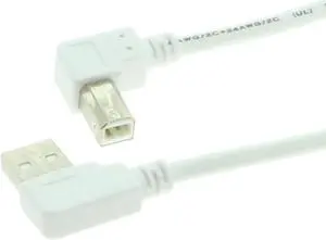 Cablemax 3ft. White USB 2.0 Cable A Left Angle to B Left Angle High-Speed
