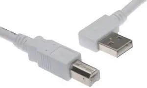 USBGear 6ft. White USB Cable A Left Angle to B High-Speed USB 2.0 Device Cable