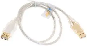USBGear Clear USB 2.0 Hi-Speed A to A Extension Cable 24-inch Gold Plated