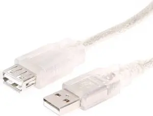USBGear 10ft. Clear USB 2.0 Hi-Speed A to A High Performance Extension Cable