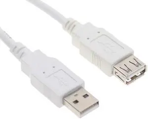 USBGear 2ft. White USB 2.0 A-Male to A-Female Extension Cable