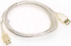 USBGear 6ft. Clear USB 2.0 Hi-Speed A to A High Performance Extension Cable