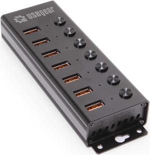 USBGear 7 Port USB 3.2 Gen 2 Hub with Individual On/Off Switches & 10Gbps Data Speeds