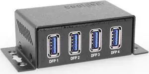 Coolgear 4 Port USB 3.2 Gen 2 Mini Powered Hub w/ ESD Surge Protection & Power Adapter