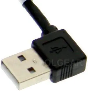 USBGear 1ft. Black Right to Straight A to B 28/28AWG Cable USB 2.0 RoHS