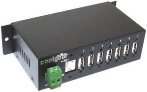 Coolgear Metal 7-Port USB 2.0 Hub w/ DIN RAIL Mounting Kit Japan NEC Chip