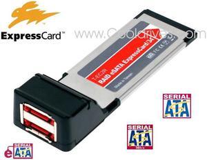 Coolgear Dual Port ExpressCard 34mm eSATA 3Gb/s 300Mbps SATA II Card RAID