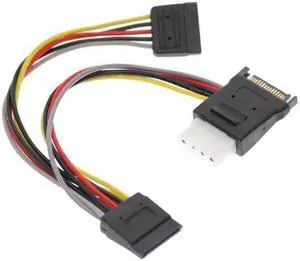 SATAGear 7in. SATA Power Splitter Cable Molex 4-Pin Output Dual 15-pin Sata Output