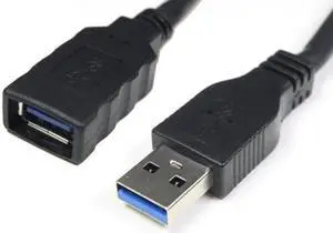 Cablemax 3ft Short Molded HQ A to A Female USB 3.0 Extension Cable Black