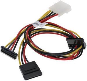 SATA Y Power Cable, Three SATA Power 15-pin Cable Adapter from One MOLEX 4-pin Power Input Plug