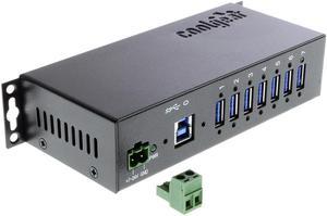 Coolgear 7 Port USB 3.2 Gen 1 Hub w/ Surge Protection & Screw-Locking Ports