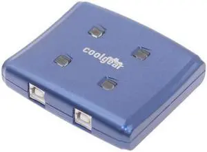 USBGear Blue USB switch with USB 2.0 high speed allows 4 computers to 1 device