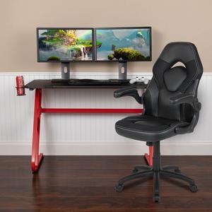 Flash Furniture Red Computer Gaming Desk and Black Racing Chair Set with Cup Holder and Headphone Hook