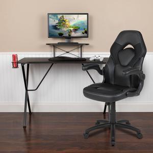 Flash Furniture Black Computer Gaming Desk and Racing Chair Set with Cup Holder, Headphone Hook, Monitor and Smartphone Stand