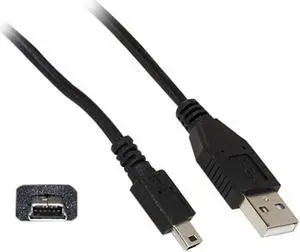 CableWholesale 10UM-02115BK Mini USB 2.0 Cable  Black  Type A Male to 5 Pin Mini-B Male  15 foot
