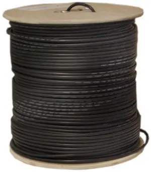 Bulk RG6 Siamese Coaxial/Power Cable, Black, Solid Core (Copper), 95% Braid, Coax, 18/2 (18 AWG 2 Conductor) Copper Power, Spool, 1000 foot