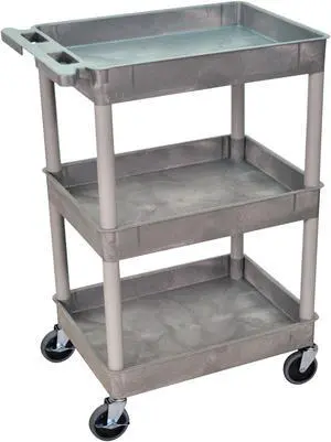 Luxor STC111-G Three Shelves Tub Cart- Gray