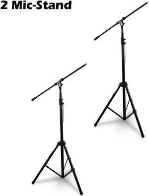 Pyle PAIR PMKS56 Heavy-Duty Tripod Microphone Mic Stand Height & Boom Adjustable
