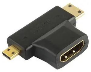 3 in 1 HDMI Female to Mini HDMI Male + Micro HDMI Male Adapter (Black)