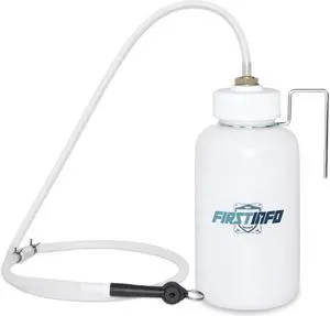 FIRSTINFO 33 Oz (1 Liter) Capacity Brake Service Brake Fluid Bleeder Bottle/Receiver with Non-Return Check Valve + Hook Fixed
