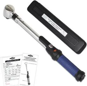 FIRSTINFO 3/8 inch Drive Free Turn Not Click Type Precision Certified Adjustable Slipper Type Torque Wrench 10-60 Nm / 8-44 Ft-lbs with Dual Scale