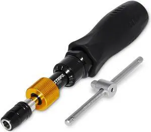 FIRSTINFO Precision Certified Torque Limiting/Limited Screwdriver, 1/4 Inch Universal Hex Bit Holder Quick Release Design, 10-50 in-lbs with Extra T-Handle