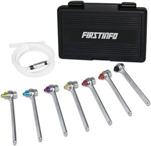 FIRSTINFO 7-12mm & 3/8-Inch Drive Brake Fluid Clutch Bleeder Hose w/12 Point Wrench and Check Valve 7-Piece Kit For Brake Bleeding & Hydraulic Clutch Systems
