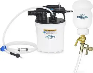 FIRSTINFO Patented 1.8 Liter Vacuum Brake Bleeder Extractor with Refilling Bottle Kit Includes 4.9 ft Long Silicone Bleeding Hose with One-Way Check Valve + Oil Stopper Valve