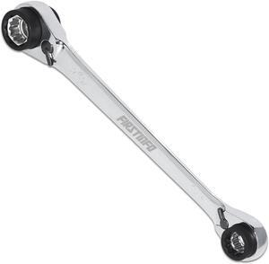 FIRSTINFO Ratchet Ring Spanner 8-in-1, 12 Point Ratchet, 90 Teeth Reversible Combination Wrench Including 8, 10, 12, 13, 14, 15, 17, 19 mm