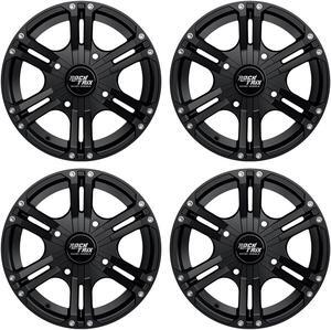 RockTrix RT101 4pc 14in ATV Wheels 4x110 Rims, 14x7, 5+2 Offset, For ATV UTV with IRS (Independent Rear Suspension), Compatible with Honda Kawasaki Yamaha Suzuki 4/110 (Set of 4)