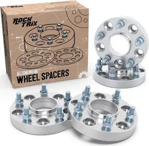 RockTrix 1 inch Hubcentric 5x5 to 5x5 Wheel Spacers (71.5mm Bore, 1/2x20 Studs) Compatible with Jeep 99-10 Grand Cherokee WJ WK, 07-18 Wrangler JK JKU, 06-10 Commander XK - Silver 25mm 5x127 4pcs