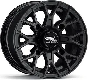 RockTrix RT104 12in ATV Wheel Rim 12x7 Matte Black, 4x156 Bolt Pattern, 4+3 offset, Compatible with Polaris Sportsman RZR Ranger - 4/156
