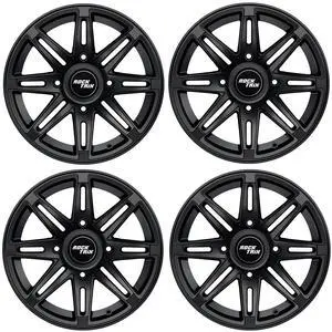 RockTrix RT103 14in ATV Wheels Rims 14x7 Matte Black, 4x156 Bolt Pattern, 4+3 offset, Compatible with Polaris Sportsman RZR Ranger (4/156) (Set of 4)