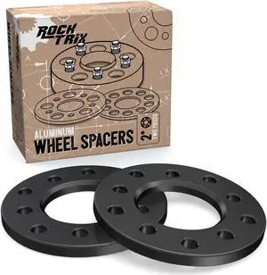 RockTrix - 1/2 inch - 5x5 and 5x5.5 Black Wheel Spacers - Compatible with Dodge Ford Buick GMC Jeep Chevrolet Chrysler Lincoln (0.5 inch) 5x127 or 5x139.7