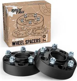 RockTrix 2 inch Hubcentric 5x5 to 5x5 Wheel Spacers (71.5mm Bore, 1/2x20 Studs) Compatible with Jeep 99-10 Grand Cherokee WJ WK, 07-18 Wrangler JK JKU, 06-10 Commander XK - Black 50mm 5x127 2pcs
