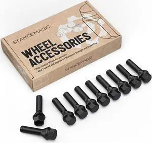 10pcs Extended Lug Bolts 14x1.25 (40mm Shank Length - Not OEM Length, Cone Seat) Compatible with BMW 228i 320i 328i 335i 428i 435i 528i 535i 535d 550i F10 F30 640i M3 M4 M5 M6 X3 X5 - Black