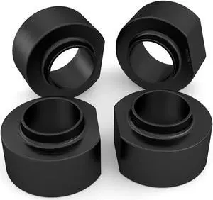 RockTrix Leveling Kit - 2 inch Front and 2 inch Rear Lift - Compatible with 1997-2006 Jeep Wrangler (TJ) - Suspension Strut Upper Top Aluminum Black Spacers