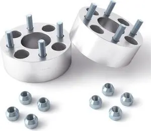 RockTrix 4x4 Wheel Spacers, 2 inch Thick Golf Cart Wheel Spacers Compatible with EZ GO EZGO Club Car, 1/2"x20 Studs Nuts, 4x101.6 to 4x101.6 Silver Adapters, 62mm Hub Bore, Set of 2