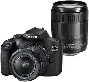 Canon EOS 2000D DSLR 24.1MP Camera with 18-55mm Lens and Canon EF-S 18-135mm f/3.5-5.6  IS USM Lens